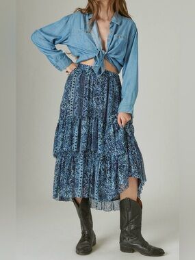 Lucky Brand | Boho Floral Tiered Maxi Skirt | Size XXL